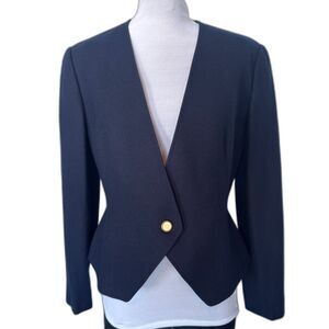 VTG Pendleton Women M Blazer Navy Blue USA Virgin Wool‎ One Button Jacket Preppy